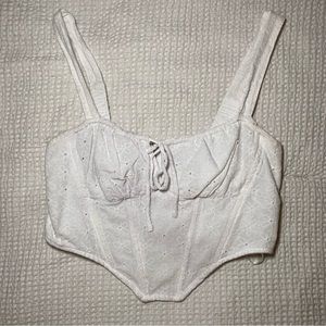 White Eyelet Corset Top